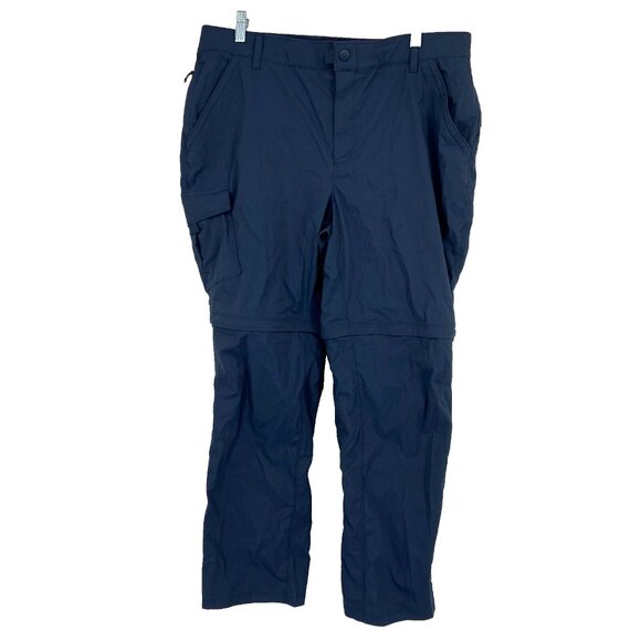 LL Bean Women L Nylon Convertible Pant Tropicwear Hiking Outdoor Navy Zip Off - Picture 1 of 11